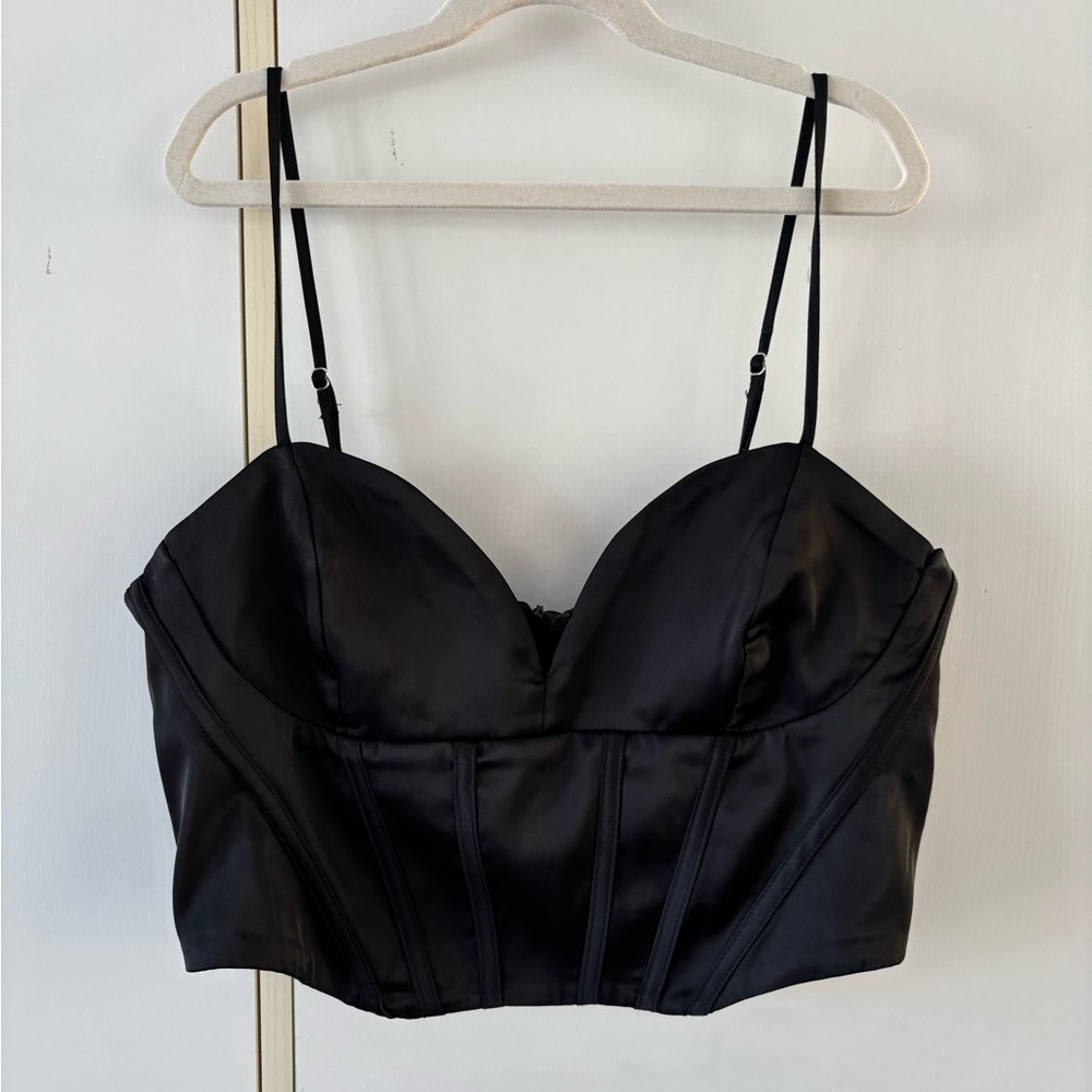 Dynamite Satin Black M Corset Whimsigoth Dark Cottagecore Quiet Lurxury Romantic - Picture 2 of 11